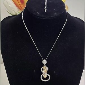 Sterling Silver Twisted Crystal Pendant Necklace